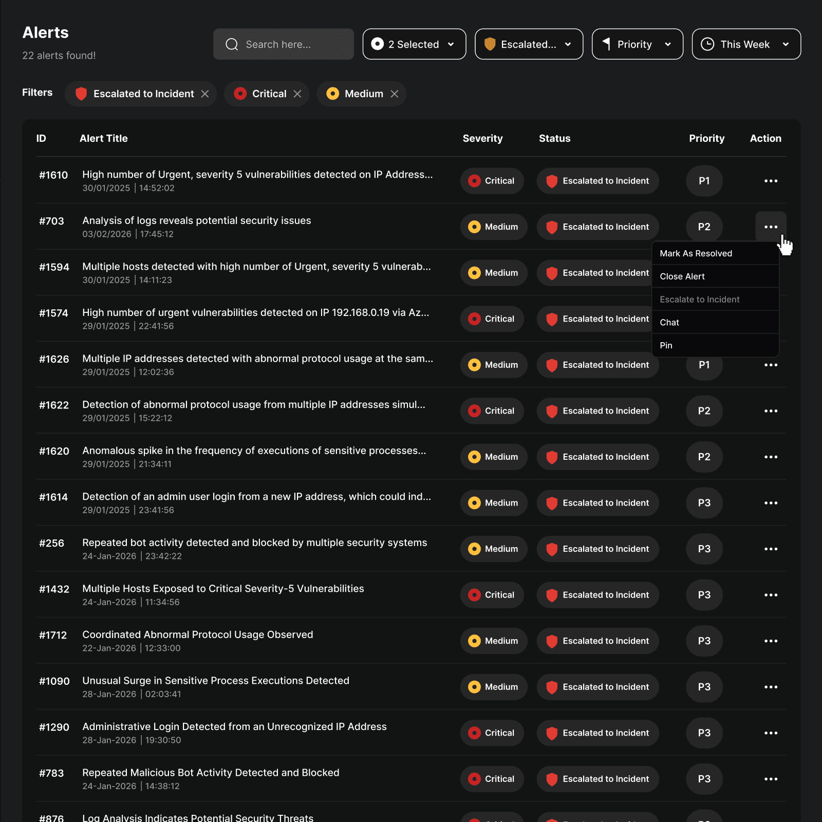 Unified Alert Center Interface
